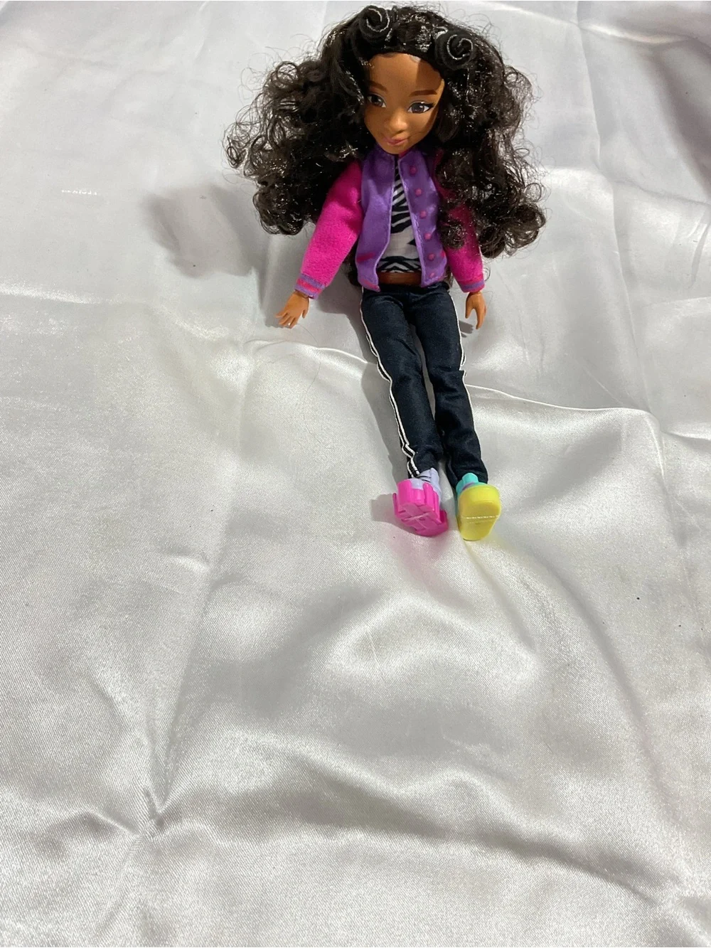 Fashion Doll with Pink and Purple Jacket and Colorful Shoes